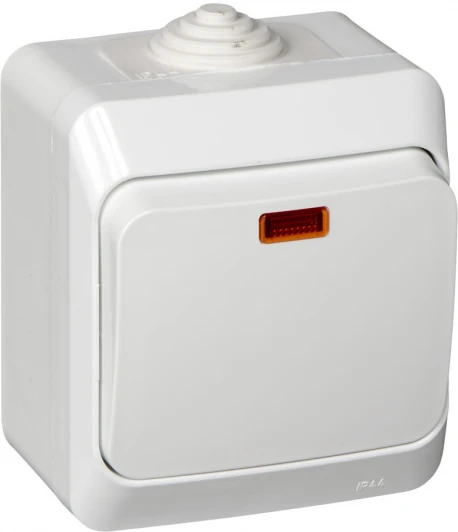 BA10-045B Выключатель накладной одноклавишный с подсветкой (белый) IP44 Systeme Electric BA10-045B