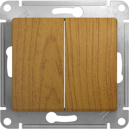 GSL000565 Выключатель встраиваемый двухклавишный (дуб) Systeme Electric Glossa GSL000565