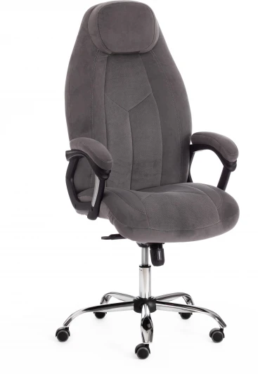 19391 Кресло BOSS Lux флок , серый/серый перф., 29/29/06 Tetchair 19391
