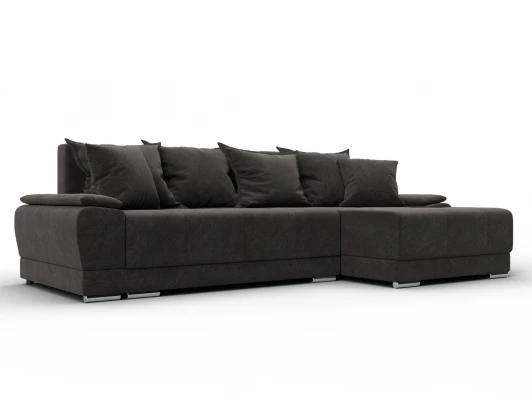 137096 Диван угловой Лига-119 угол правый (ДСП,Брус,Фанера,ЛДС,Велюр/Темно-коричневый) Лига Диванов 137096