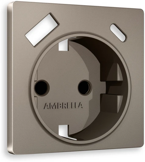 AP6400 Лицевая панель Ambrella Volt ALFA (Темная бронза матовый) для электрической розетки с заземлением со шторками 2USB A+A QUANT AP6390