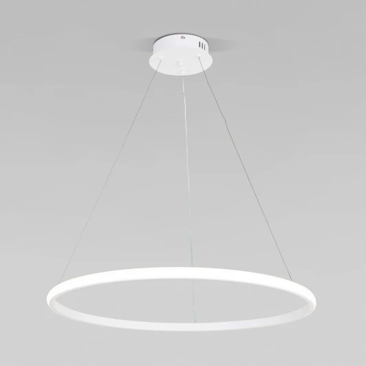 90264/1 белый Умный подвесной светильник Eurosvet Collars 90264/1 белый (регулировка яркости, LED, 220V, пульт управления, на тросе, кольцо)