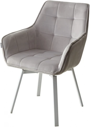 628M03601 Стул M-City MAVERICK BLUVEL-03 LIGHT GREY/ белый каркас, поворот.360 град.