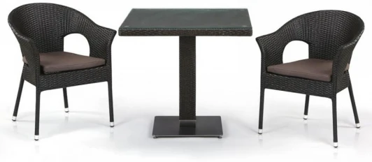 T605SWT/Y79A-W53 Brown 2Pcs Кофейный комплект плетеной мебели T605SWT/Y79A-W53 Brown (2+1) (Искусственный ротанг) Afina