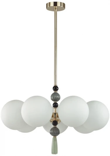 5405/7 Потолочная люстра на штанге Odeon Light Palle 5405/7 золотой/серый/зеленый/белый матов./металл/керамика/стекло E14 7*40W (220V, подвески, шарики, молекулы)