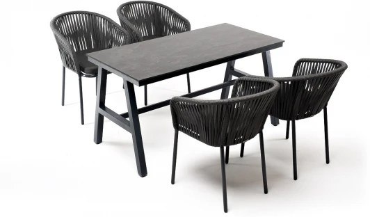 RСR4T1-5-SET gray "Рио" обеденная группа на 4 персоны, стол HPL "серый гранит", цвет серый 4SIS арт.УТ-00005982