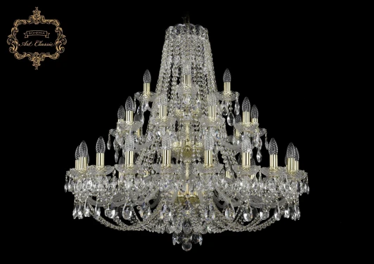 11.21.20+10+5.360.3d.Gd.Sp Подвесная большая люстра Art Classic 11.21 11.21.20+10+5.360.3d.Gd.Sp (220V, хрусталь, на цепи, подсвечник, свеча)