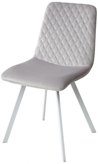 628B03WHT Обеденный стул M-City DAIQUIRI BLUVEL-03 LIGHT GREY / белый каркас, велюр