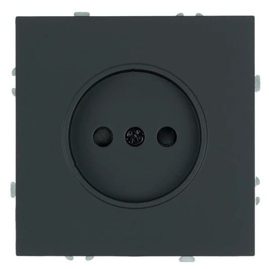 50250 Розетка без заземления со шторками (черный уголь, soft touch) Stekker Эмили 50250