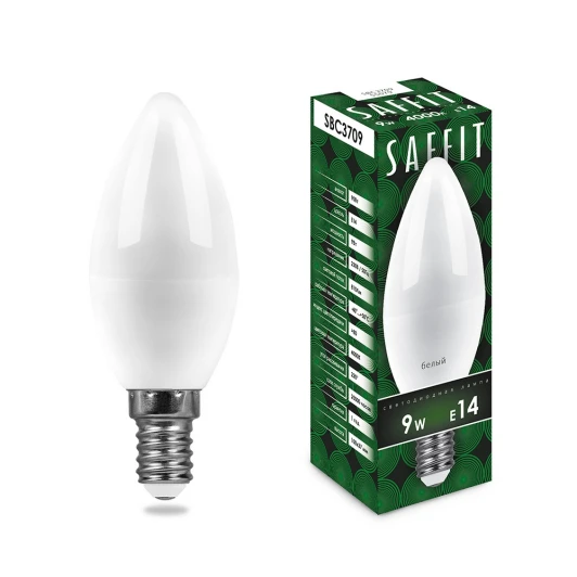 55079 Лампочка светодиодная свеча белая колба E14 9 Вт 4000K нейтральное белое свечение Feron 55079