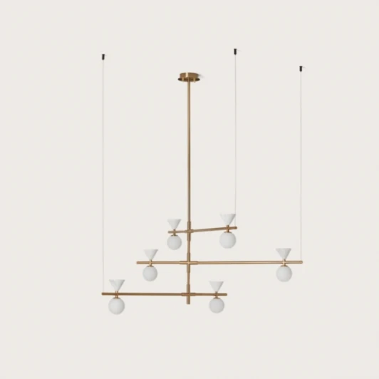 C1299/6 Aged gold/Matt white Потолочная люстра на штанге золотой металл/белый мрамор Aromas del Campo Oneta C1299/6 Aged gold/Matt white