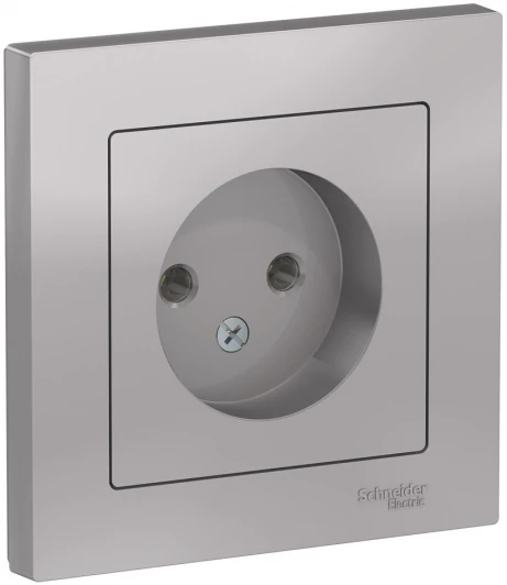 ATN000340 Розетка встраиваемая без заземления (алюминий) Systeme Electric AtlasDesign ATN000340