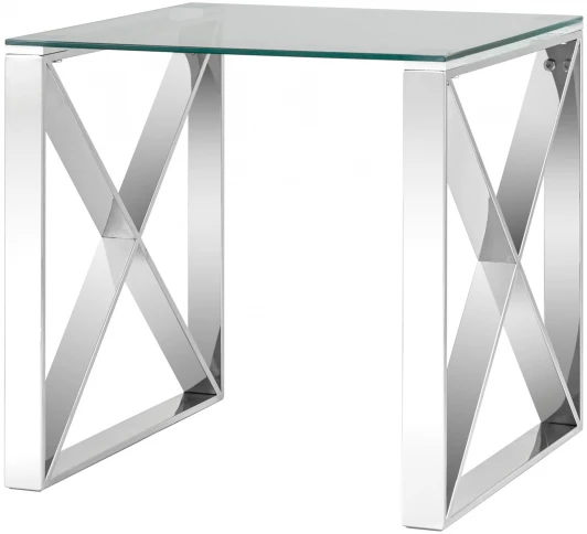 УТ000004645 Журнальный стол Stool Group 55*55 КРОСС серебро УТ000004645