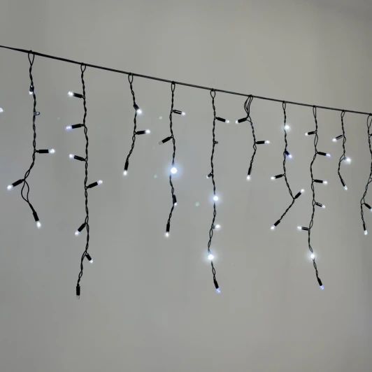 ECO120BLW-1-2W Гирлянда Бахрома 3,1 x 0,5 м белая с мерцанием белого диода 220В, 120 LED, провод черный каучук 2,3мм, IP65 Laitcom ECO120BLW-1-2W