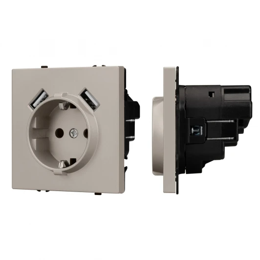 059442 Механизм розетки с USB зарядкой SCT-NOBE-MUAA-SFPL-CA (230V, 16A) (Arlight, Кашемир) 059442