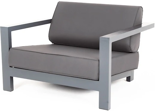 GRA-A-001 RAL7024 Mua (D-gray027) "Гранада" кресло алюминиевое, цвет темно-серый (RAL7024) муар, ткань темно-серая 027 4SIS арт.УТ-00007509