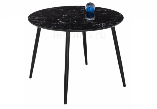 462138 Стеклянный стол Woodville Кловис вставка стекло черный мрамор / черный 462138