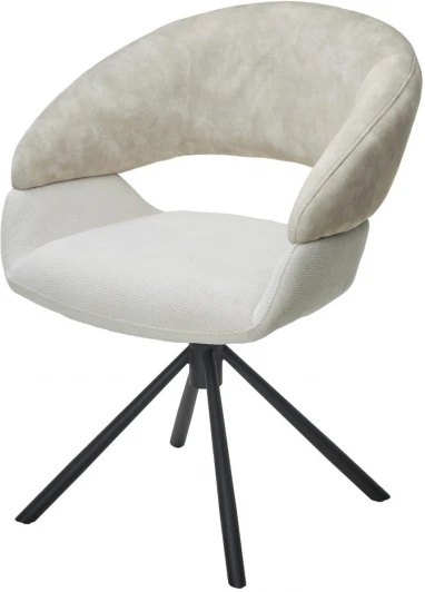 621M05617 Стул M-City EMBER 360 град. поворот. 7525-01 Бежевый, велюр/ ENJOY-100 Белый, ткань/ Черный