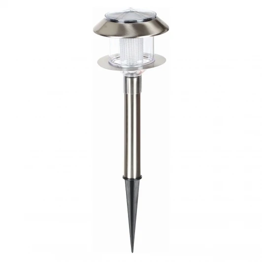 078-001-0001 Светильник грунтовый уличный светодиодный на солнечных батареях Horoz Venus, 1 плафон, никель с прозрачным