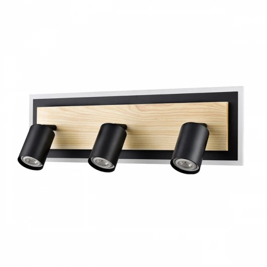 8025/20WL Настенный светильник со спотами Lumion Pine 8025/20WL черный/дерево, металл/МДФ LED GU10 3*10W + LED 20W 220V