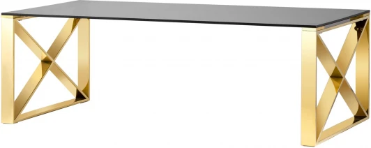УТ000004648 Журнальный стол Stool Group 120*60 КРОСС золото стекло smoke УТ000004648