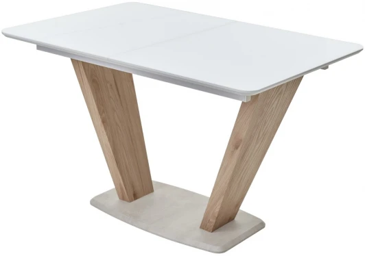 480M04456 Стол Прага 120 БЕЛЫЙ, стекло/ ВЯЗ