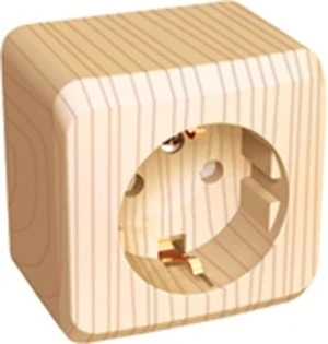 PA16-004D Розетка накладная с заземлением и шторками (сосна) Systeme Electric Этюд PA16-004D