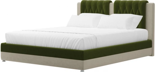120641 Кровать интерьерная Камилла 180 (Зеленый,Бежевый/Микровельвет) Лига Диванов арт.120641