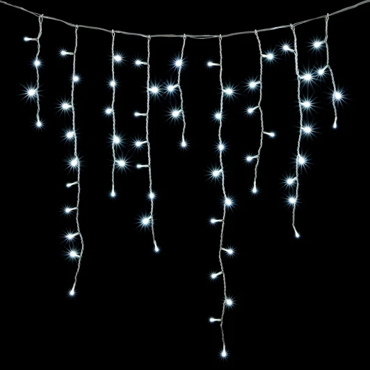 ECC348-10-2W Гирлянда Бахрома 5 x 0,9 м Белая 220В, 348 LED, Провод Прозрачный Силикон, IP65