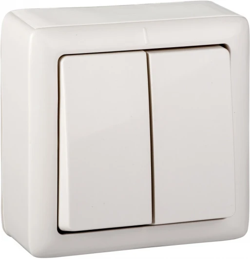 VA56-232I-B Выключатель накладной двухклавишный (белый) Systeme Electric VA56-232I-B