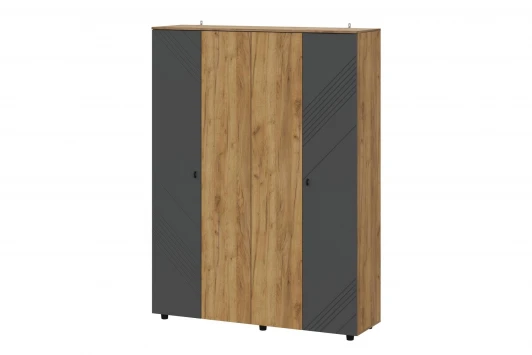 00-00231228 Шкаф Арника четырехстворчатый Байкал, Дуб Золотой, Графит