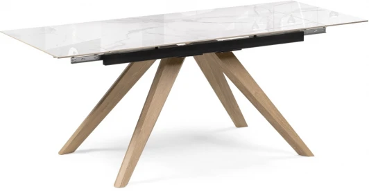 588047 Кухонный стол Woodville Морсби 140(200)х80х80 statuario cara / дуб монтана (Керамика) арт.588047