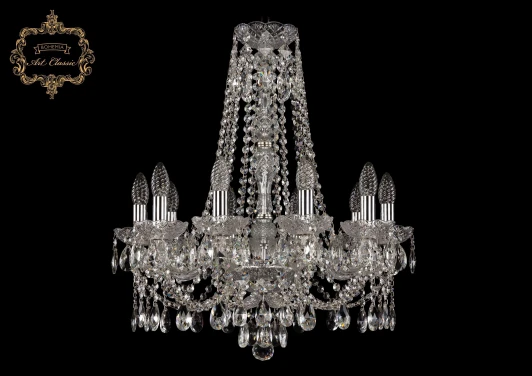 11.21.10.200.h-63.Cr.Sp Подвесная люстра Art Classic 11.21 11.21.10.200.h-63.Cr.Sp (220V, хрусталь, на цепи, подсвечник, свеча)