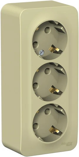 BLNRA010317 Розетка накладная тройная с заземлением (бежевый) Systeme Electric Blanca BLNRA010317