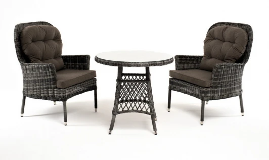 ALC2T1-3-SET graphite "Алиса" кофейный комплект из искусственного ротанга, цвет графит 4SIS арт.УТ-00007671