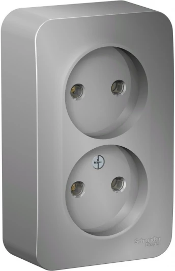 BLNRA000213 Розетка накладная двойная без заземления (алюминий) Systeme Electric Blanca BLNRA000213