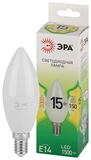 LED B35-15W-830-E14 GL Лампочка светодиодная E14 12W ЭРА LED B35-15W-830-E14 GL