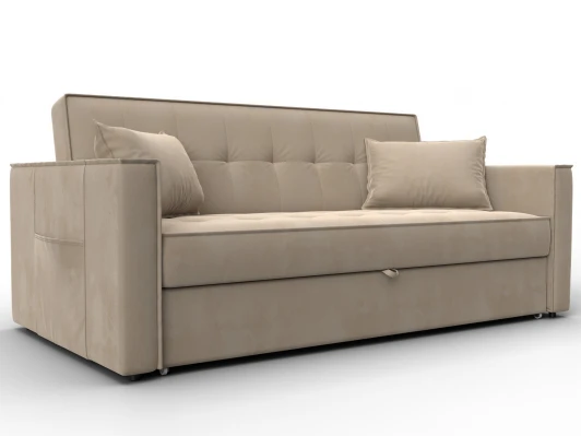 134884 Диван прямой Лига-104 (160) (ЛДСП,Брус,Фанера,Велюр/Бежевый) Лига Диванов 134884