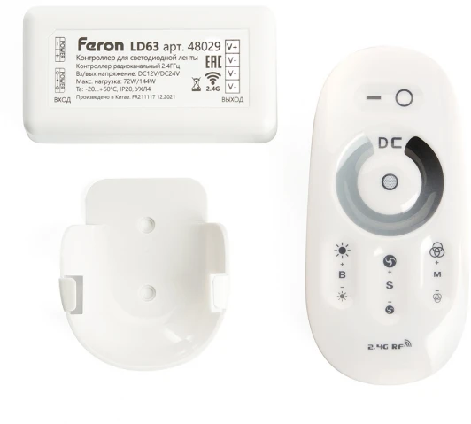 48029 Контроллер диммер для светодиодной ленты с П/У белый, 12-24V, LD62 Feron 48029