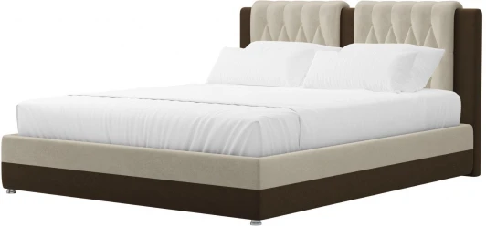 120640 Кровать интерьерная Камилла 180 (Бежевый,Коричневый/Микровельвет) Лига Диванов арт.120640