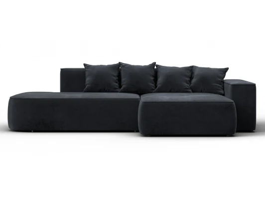 129810 Диван угловой Лига-065 угол правый (ДСП/Пластик/Велюр/Темно-серый) Лига Диванов 129810