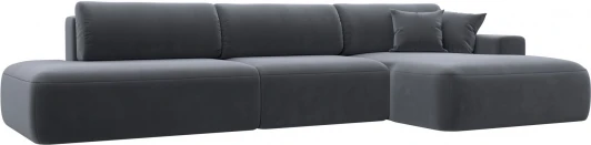 121429 Диван угловой Лига-036 НПБ Модерн Лонг правый угол (Серый/Велюр) Лига Диванов арт.121429