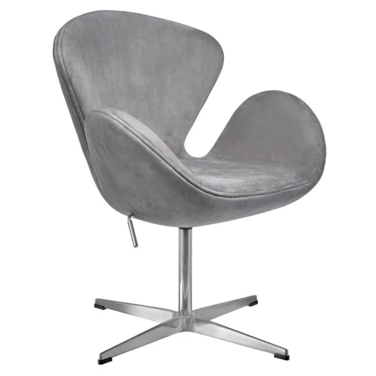 FR 0654 Кресло SWAN STYLE CHAIR серый, искусственная замша FR 0654