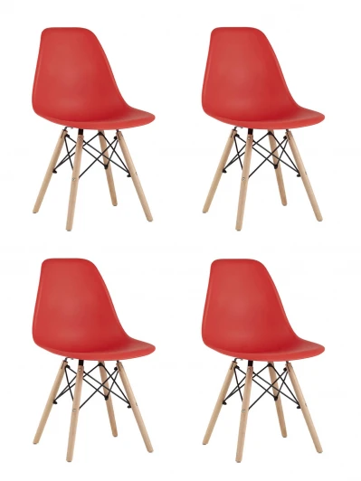 УТ000037607 Стул Eames Style DSW красный x4 (разборный каркас) Stool Group арт.УТ000037607