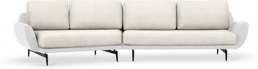 799390 Диван Ispani угловой левый ОГОГО (арт.799390), (Ткань,Экокожа/Белый,Бежевый)