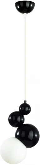 6566/1A Подвесной светельник Lumion Blasen 6566/1A черный/белый матовый/металл/стекло E27 1*40W 220V (на проводе, шарики)