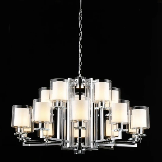 RM6201-10+5 CR+CL Подвесная люстра ярусная большая iLamp King RM6201-10+5 CR+CL (220V, на цепи)