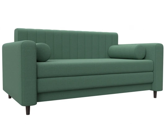 129649 Диван прямой Лига-070 (ЛДСП,Брус,Фанера/Дерево/Рогожка/Зеленый) Лига Диванов 129649