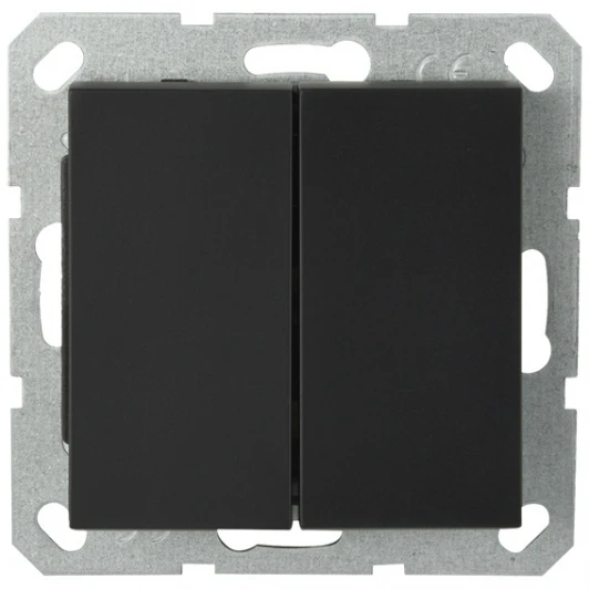 G3020PB Выключатель двухклавишный (черный матовый) Jasmart G-Classic G3020PB