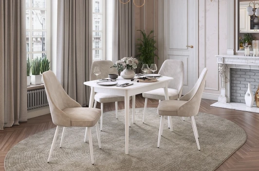 KM-0212.0133 Стол обеденный раздвижной Сальса Mebelson (МДФ/Белый) арт.KM-0212.0133